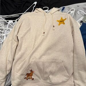 Cream Hoodie with Sheriff Badge and Bullseye Print - Toy Story